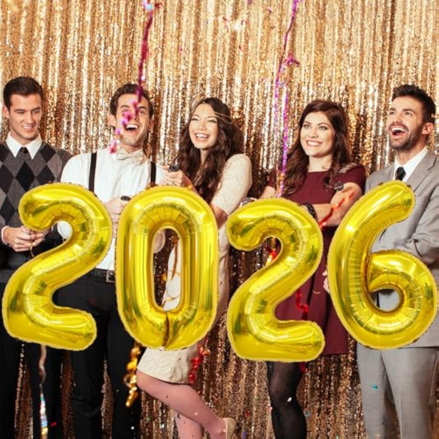 40-Inch Gold 2026 Number Balloons Large Foil Decor for New Year & Graduation