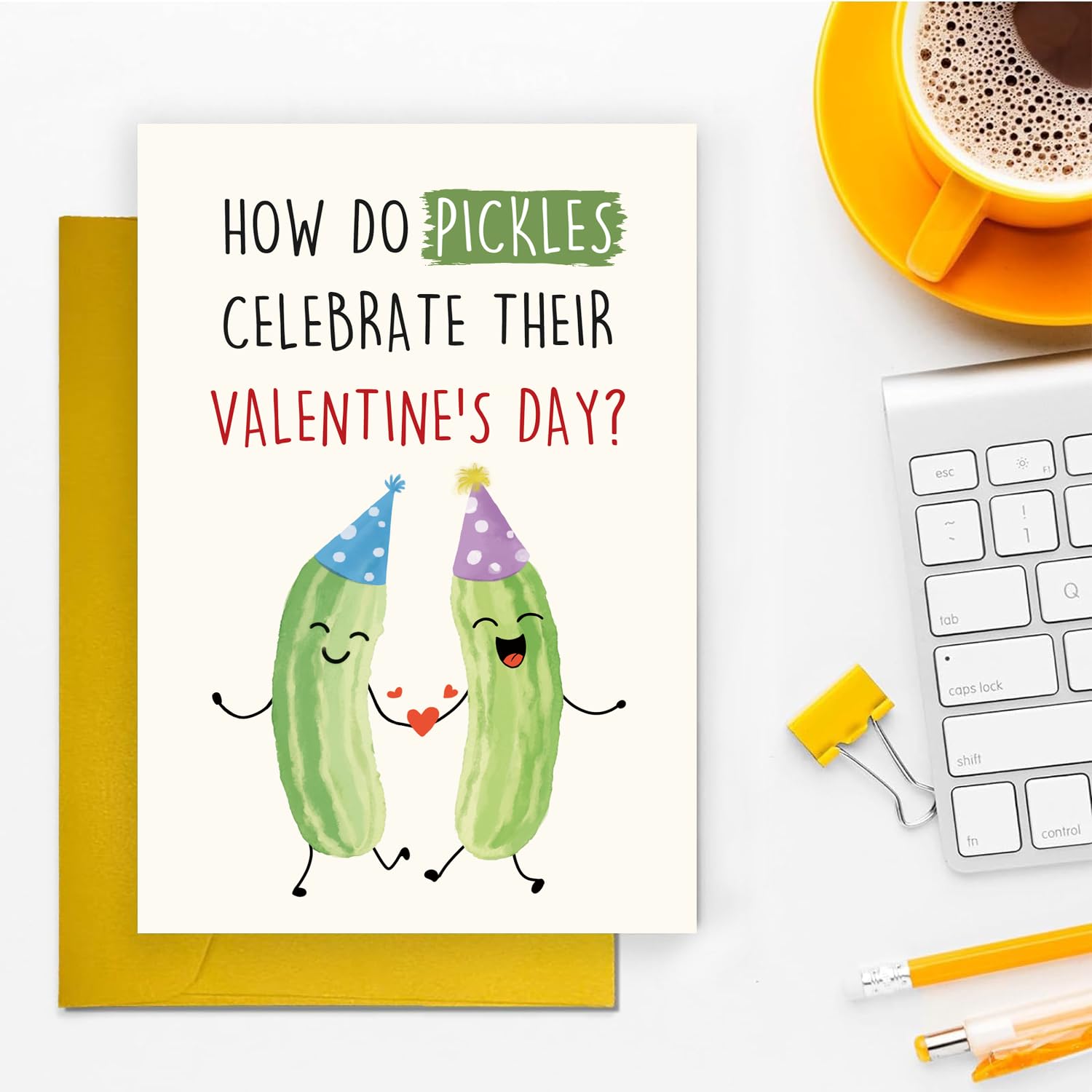 Funny Pickle Pun Valentines Day Card, Humorous Happy Valentine'S Day Card For Boyfriend Girlfriend Bestie Best Friend Son Daughter, Joke Pickle Relish The Moment Valentines Day Cards