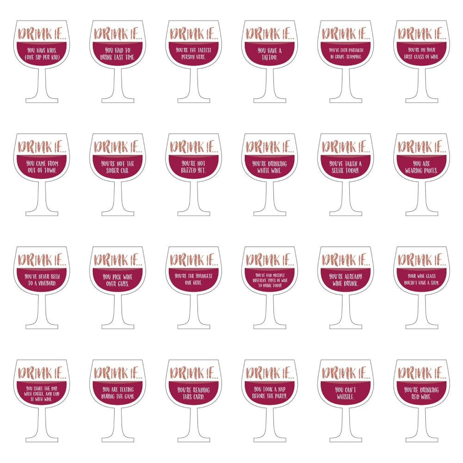 Drink If Game - But First, Wine - Wine Tasting Party Game - 24 Count