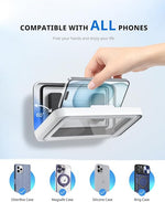 Waterproof Shower Phone Holder with Speaker, Fits Smartphones Up to 7" (White)