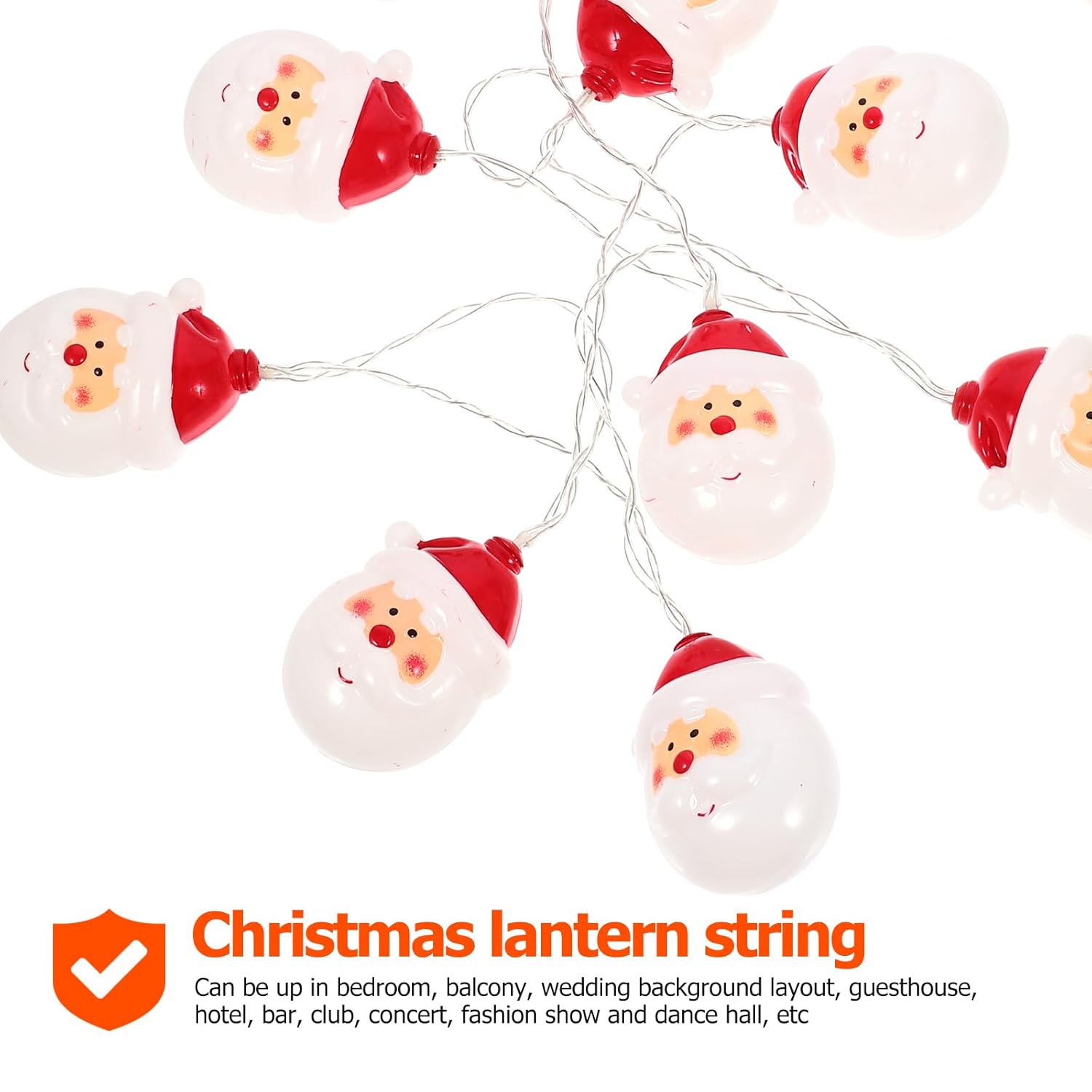 Santa Head Lights Christmas String Lights 2.6Inch Battery Operated Christmas Lights For Xmas Tree Indoor Outdoor Decor
