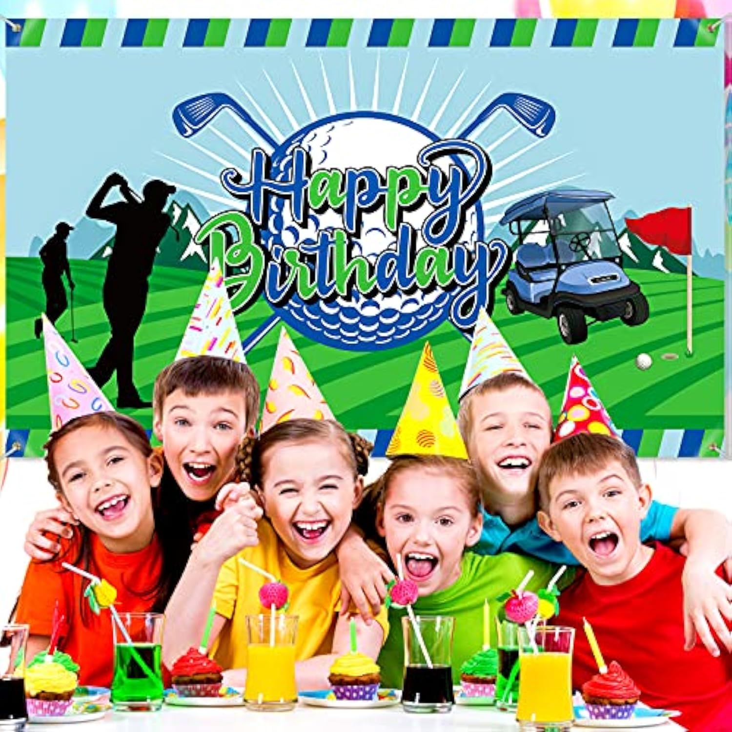 Golf Birthday Party Backdrop Banner – 73x43in, Sports Theme for Men
