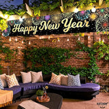 Happy New Year Banner 2026 Large 120x20 Inch Yard Sign Party Decorations