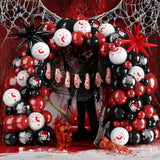 Halloween Balloon Arch Kit – Red Black White with Bloody Hand & Horror Decor