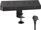 Desk Clamp Power Strip 13 Outlets 4 USB C 65W 10FT Surge Protector 1700J Black
