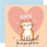 Auntie Birthday Card - You Are Purr-Fect - Happy Birthday Cards For Auntie From Nephew Niece, 5.7 Inch Cat Bday Mothers Day Greeting Cards