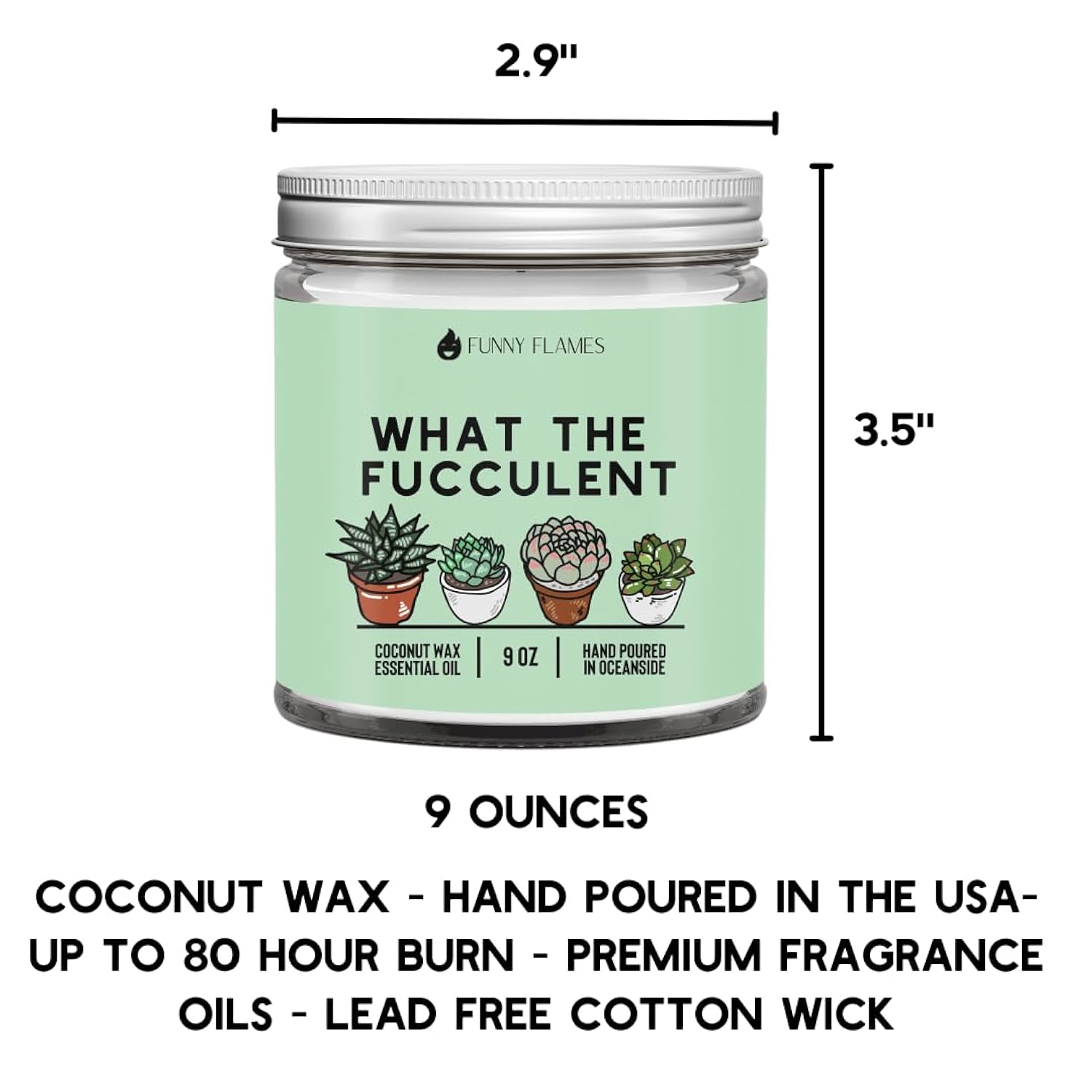 What The Fucculent - Candle, 9Oz Fresh Pine Scented, Funny Gifts For Women, Men, Best Friends Birthday Gifts For Women, Friendship Gifts For Her, Funny Gifts, Mom, Coconut Candle