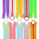 10Pcs 16 Inch (40Cm) #5 Plastic Zippers With Lifting Ring Pull Close E