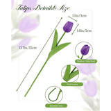 30 Pcs Artificial Tulip Flowers 13.7" Real Touch Fake Pu Tulips Bouquet Faux Purple Flowers For Floral Arrangements Table Centerpiece Kitchen Home Indoor Outdoor Summer Decorations