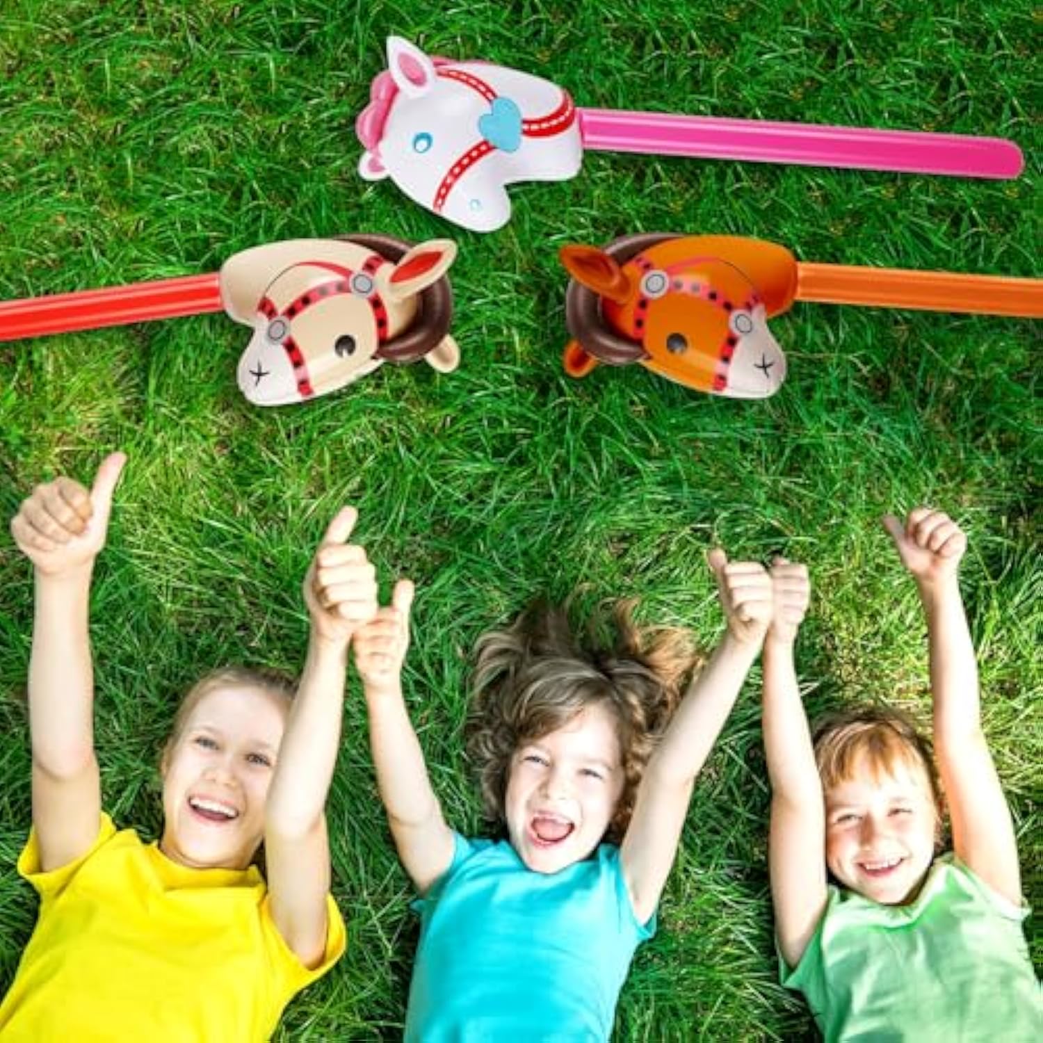 12-Pc Inflatable Stick Horse Set for Cowboy & Cowgirl Party Décor