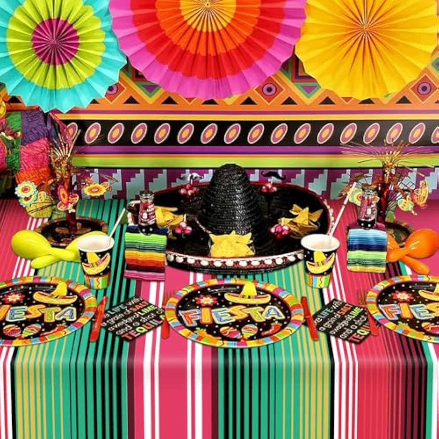 Disposable Plastic Mexican Serape Tablecloths, 54 X 108 Inch Mexican Striped Party Table Cover For Wedding Birthday Decorations Outdoor Indoor Party Supplies