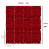Flower Wall Panel Backdrop - 12 Pcs 24 X 16 Inch Red Artificial Hydrangea Floral Panels For Wedding Party Baby Bridal Shower Decor - 3D Fake Silk Flower Backdrop Decoration