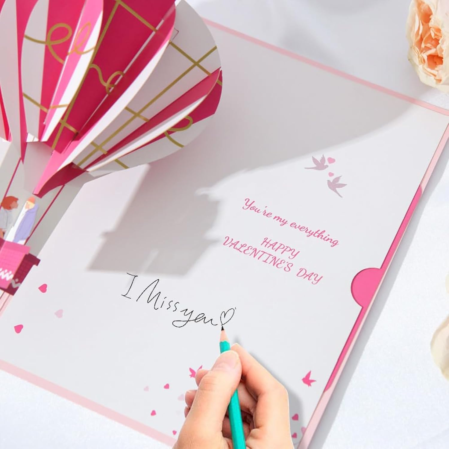 3D Pop-Up Valentine'S Day Greeting Card Love Pop-Up Card Valentine'S Day Gift To Her/Him, Girlfriend/Boyfriend/Husband/Wife Anniversary Greeting Card. (Hot Air Balloon)