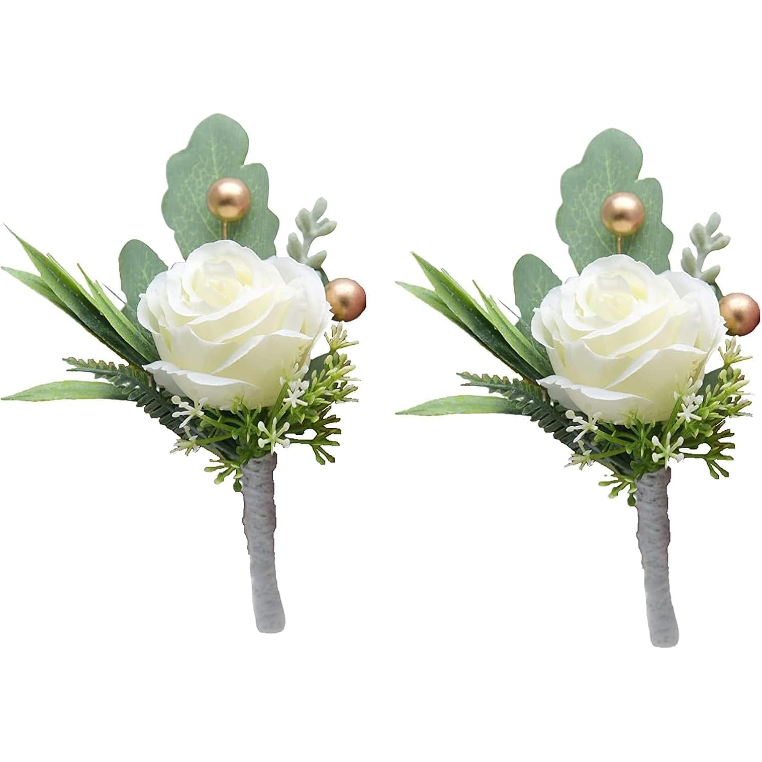 2Pcs Roses Boutonniere For Men Wedding, Groom Groomsman Artificial Rose Flowers With Pins For Wedding Anniversary Celebration, Prom, Party, Home Decoration Artificial Flowers, Decorations