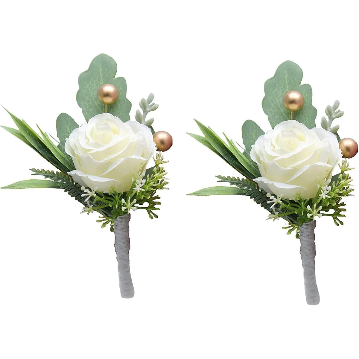 2Pcs Roses Boutonniere For Men Wedding, Groom Groomsman Artificial Rose Flowers With Pins For Wedding Anniversary Celebration, Prom, Party, Home Decoration Artificial Flowers, Decorations