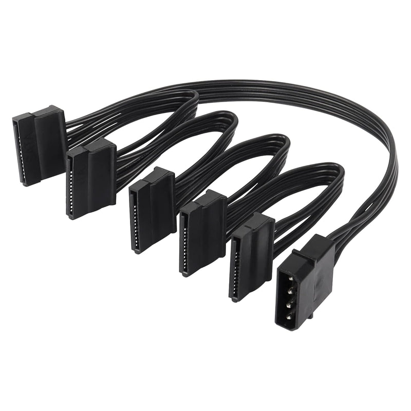 Ide To Sata Power Splitter Cable, Lp4 4 Pin Male To 5 Sata Female Power Extens