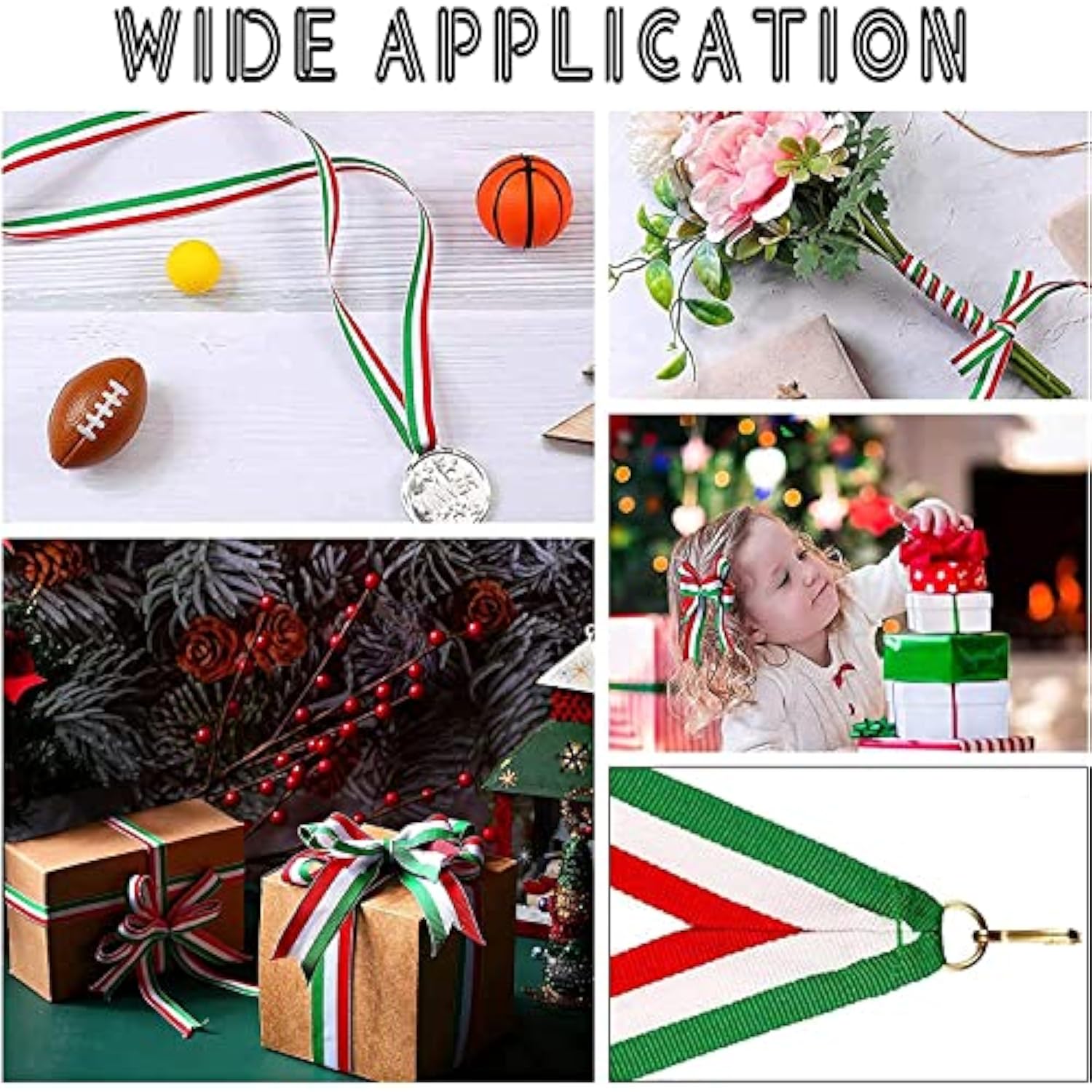 50 Yards 1 Inch Red White Green Stripes Ribbon Italian Flag Patriotic