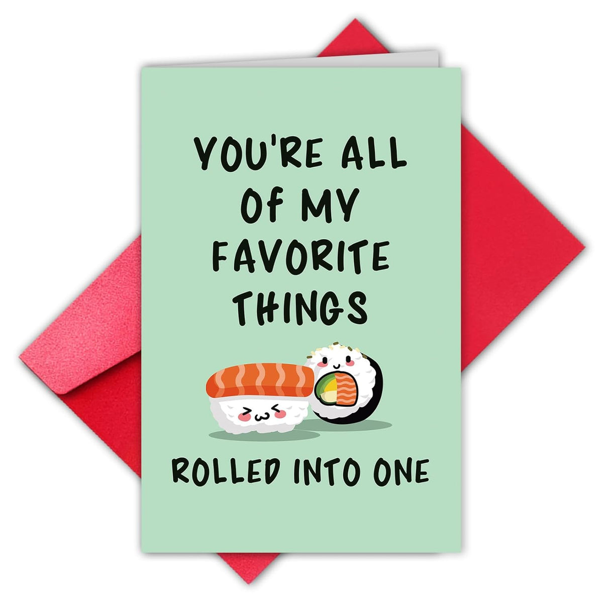 Funny Sushi Valentine'S Day Card For Husband Wife,Cute Valentine'S Day Cards For Men Women,Sweet Valentines Day Card Gift For Boyfriend Girlfriend,Envelope Included.