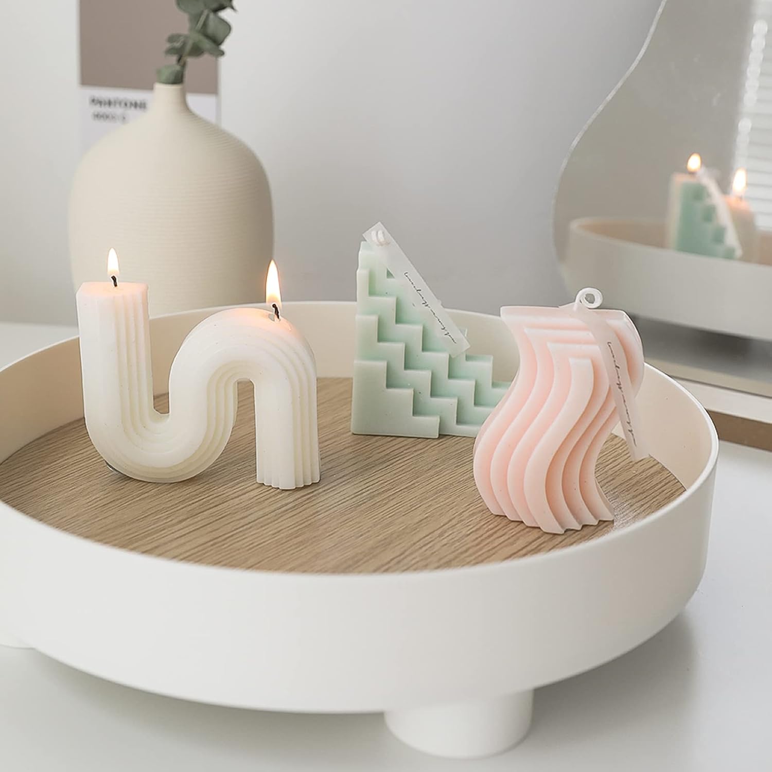 Scented Candle Geometric Aesthetic,Minimalist S Shape Soy Wax Decorative Aroma Candle For Table Photo Prop Birthday Gift,Prefect For Meditation Stress Relief Mood Boosting Bath Yoga
