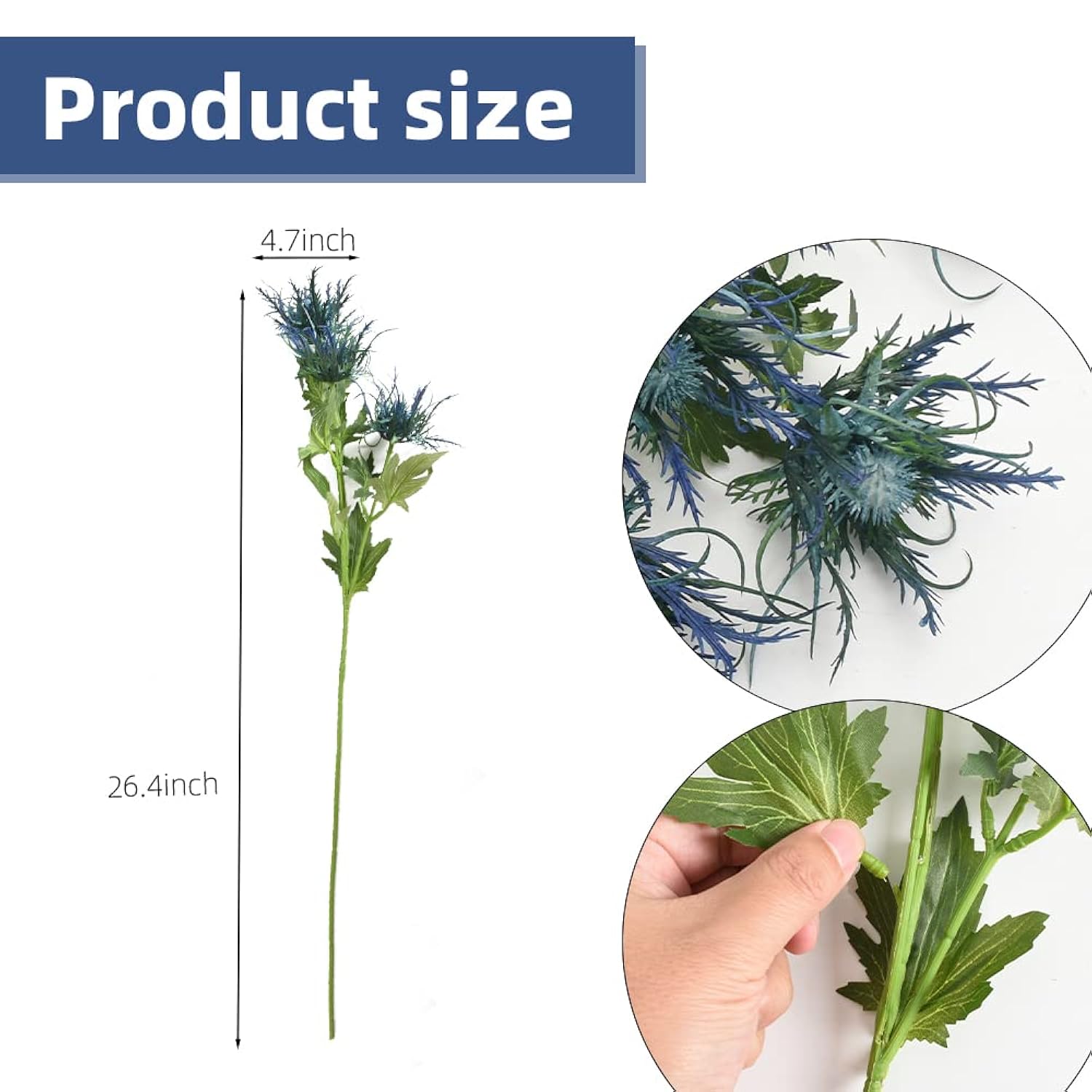 Blue Artificial Thistle Flower Bouquet 2Pcs, Artificial Spray Eryngiums Plants Rustic Thistle Simulation Sea Holly For Wedding Party Home Office Decoration