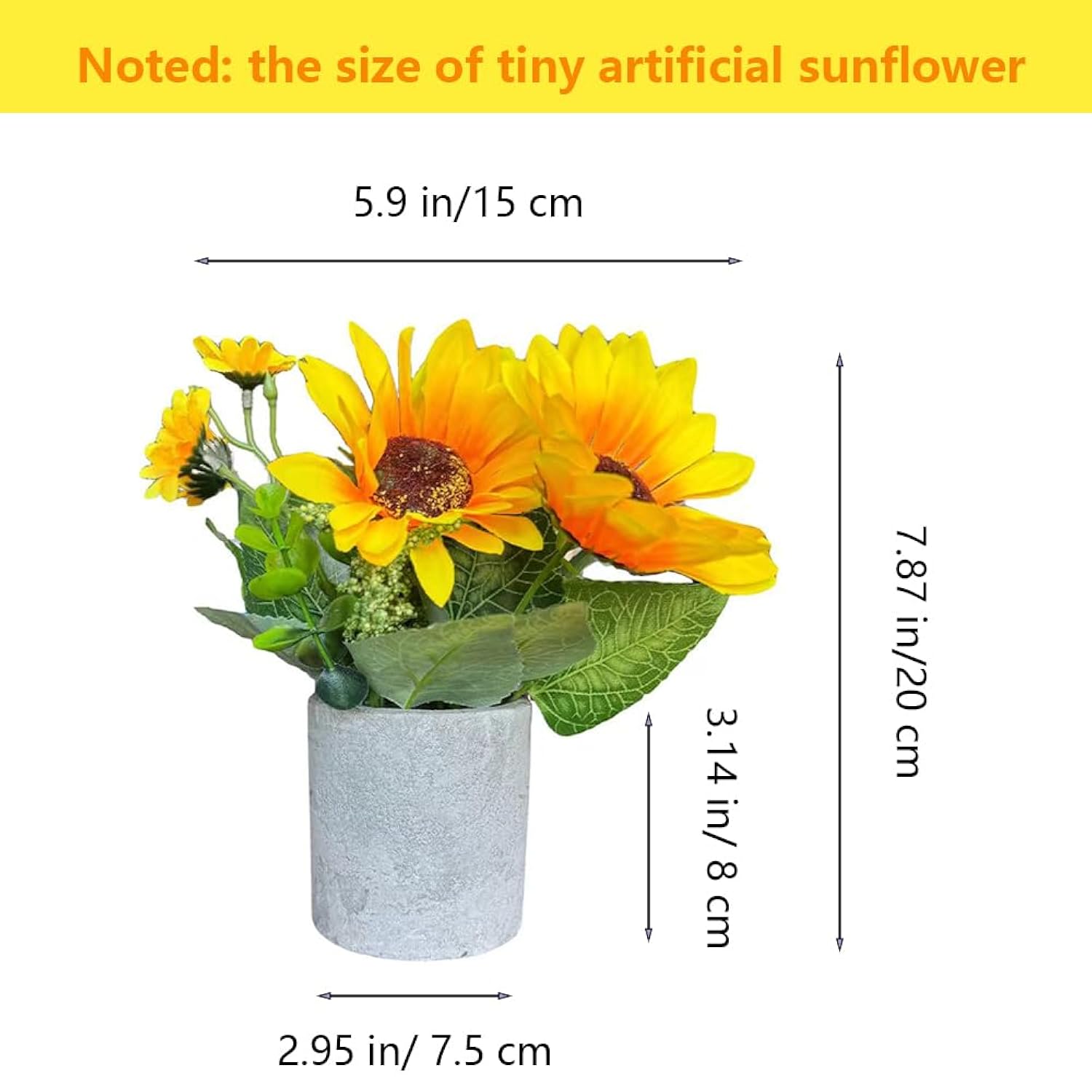1 Pack Artificial Sunflowers Potted Fake Sunflower In Paper Pulp Pot For Home Office Kitchen Bathroom Table Bookshelf Decor,Wedding Centerpieces,Farmhouse,5 Branches,Spring Decoration