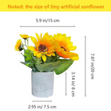 1 Pack Artificial Sunflowers Potted Fake Sunflower In Paper Pulp Pot For Home Office Kitchen Bathroom Table Bookshelf Decor,Wedding Centerpieces,Farmhouse,5 Branches,Spring Decoration