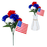 Artificial Memorial Flowers Patriotic Bouquet Red White And Blue Lilac With American Flag For 4Th Of July Independence Day Memorial Day Party Supplies Home Table Decor