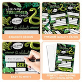 Reptile Birthday Party Invitations, 20-Count Snake Lizard Crocodile Theme Birthday Party Invites With Envelopes-Hbyqk-B36