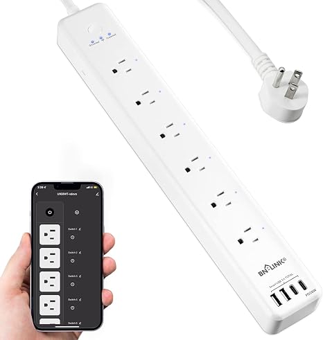 Smart Wi-Fi Power Strip Surge Protector with 6 Individually Controlled Outlets and 20W USB-C