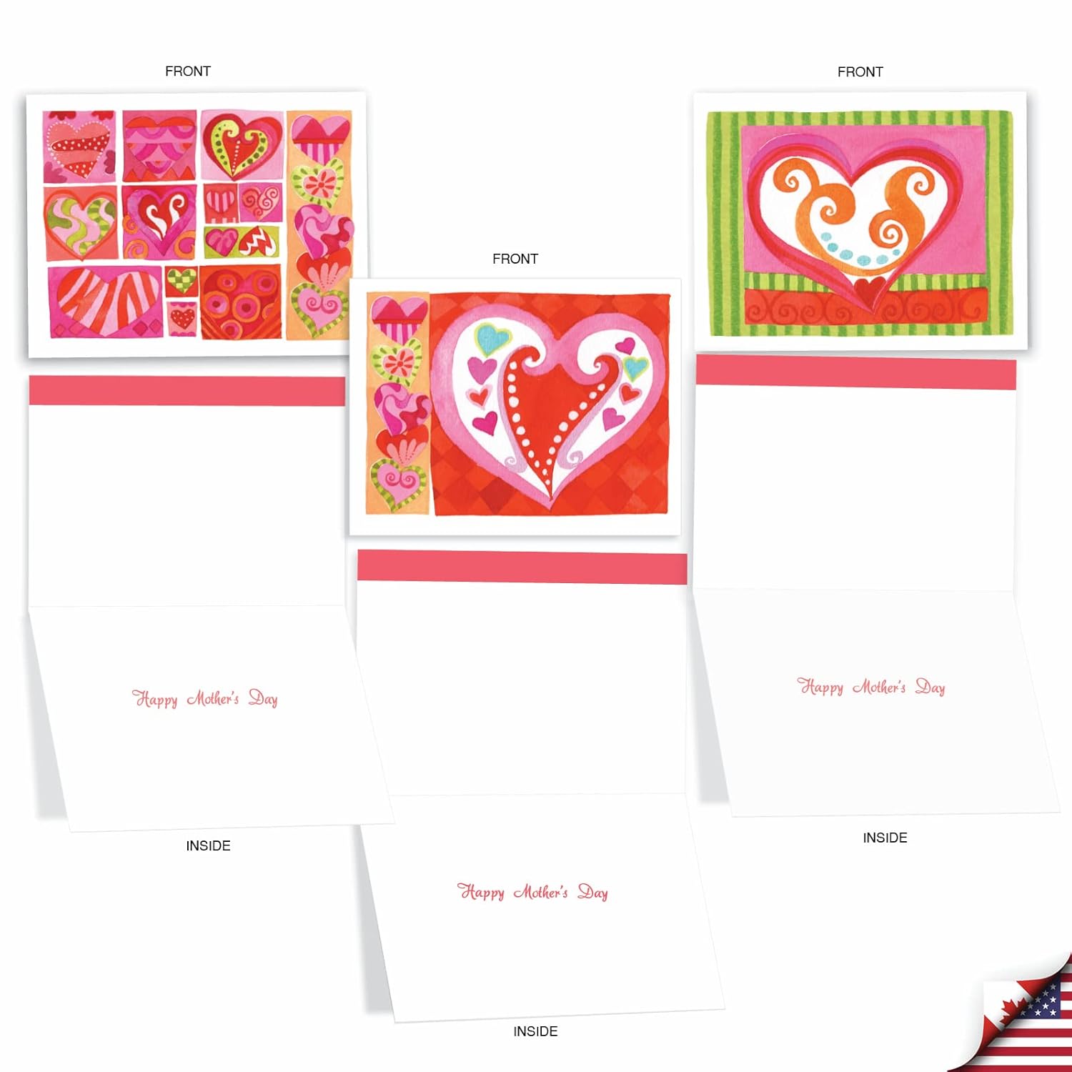 10 Assorted Mother'S Day Notecards Bulk Box Set 4 X 5.12 Inch With Envelopes (10 Designs, 1 Each) Art Hearts Am6725Mdg-B1X10