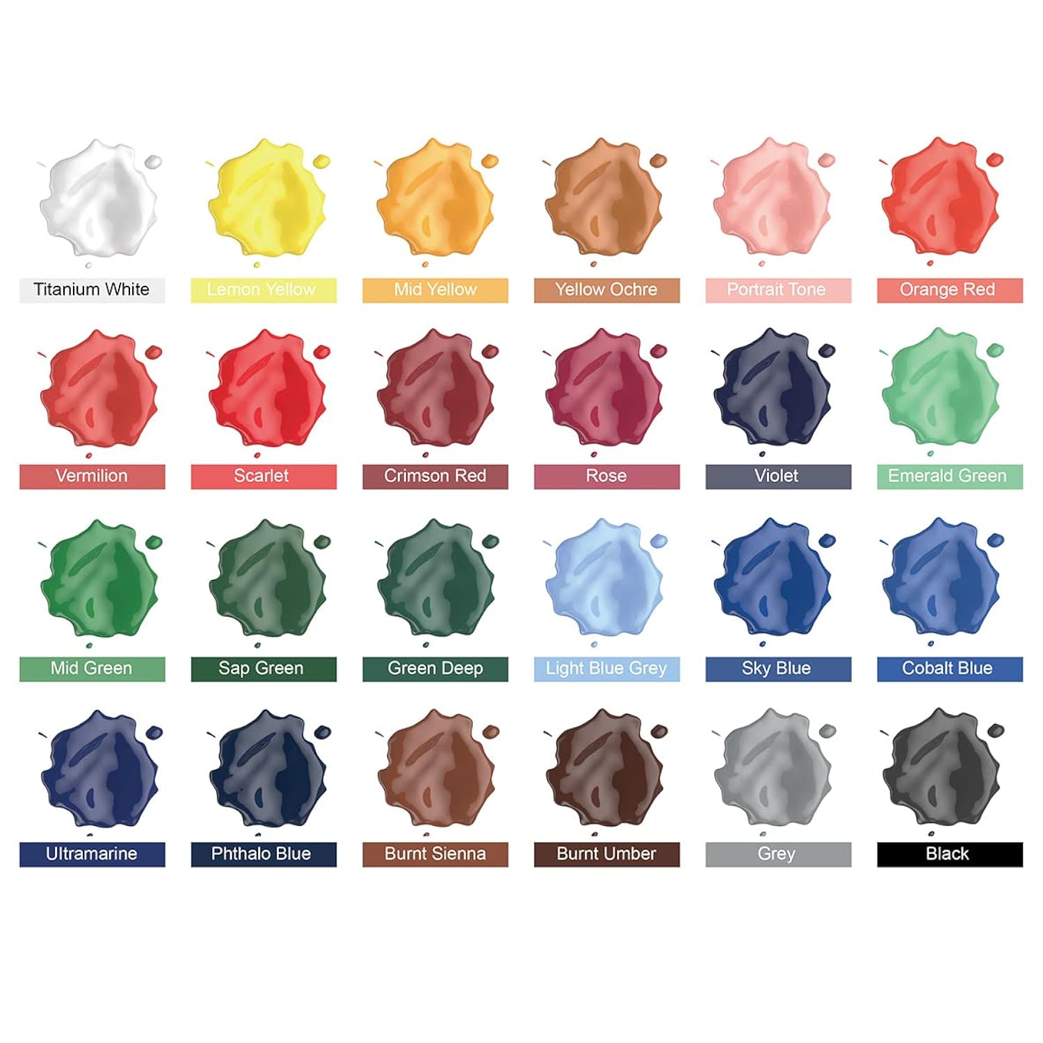Acrylic Paint Set 24 Colors Craft Paints In Tubes With 10 Art Brushes Rich Pigment For Artists Beginners Kids Painting On Canvas Wood Fabric Crafts, 36Ml/Tube