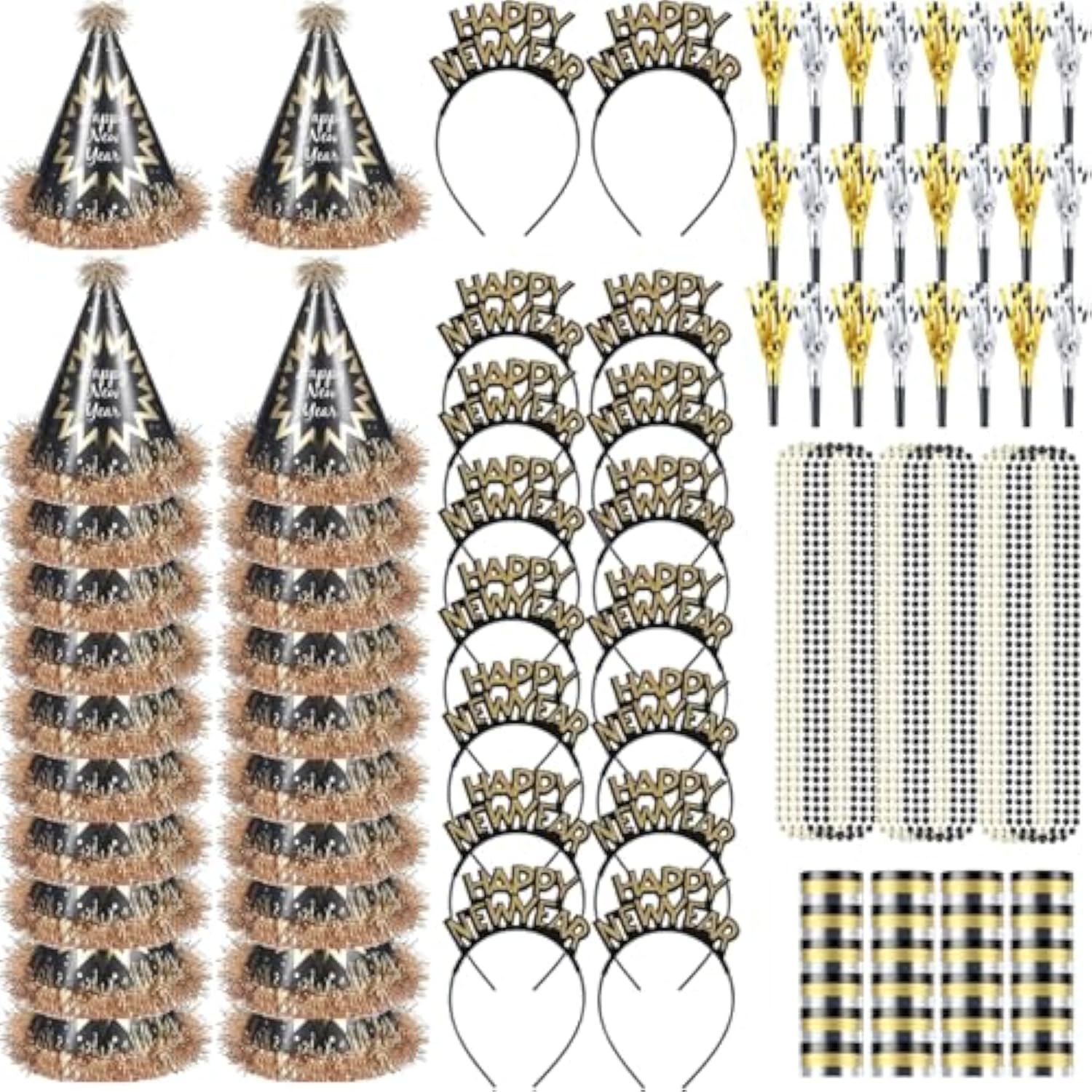78pc New Year’s Eve 2026 Party Supplies Hair Hoops Noise Makers Hats Necklaces