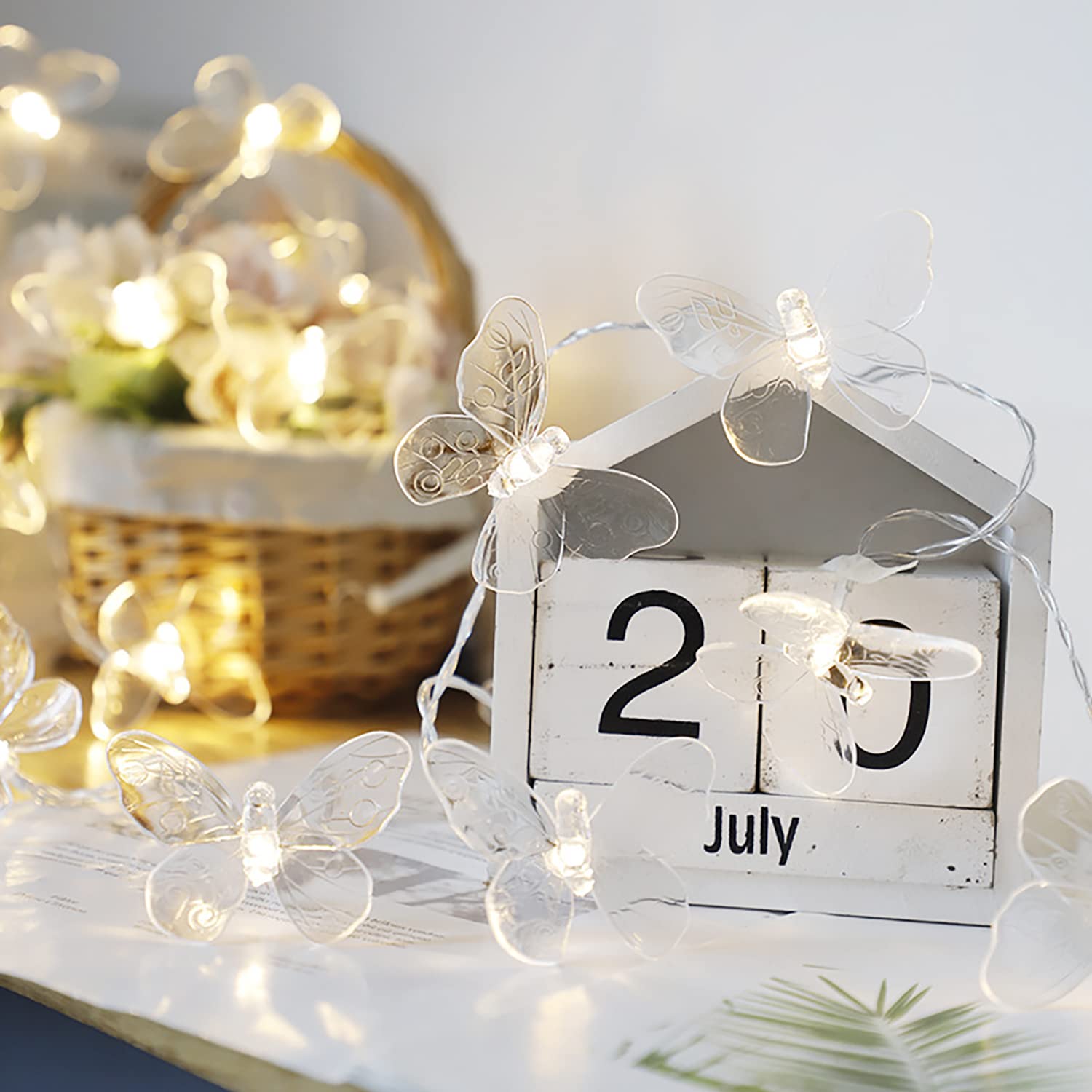 Butterfly String Lights, Led Butterfly Battery Operated Indoor Outdoor Fairy Decorative Lights For Home Bedroom Party Bi