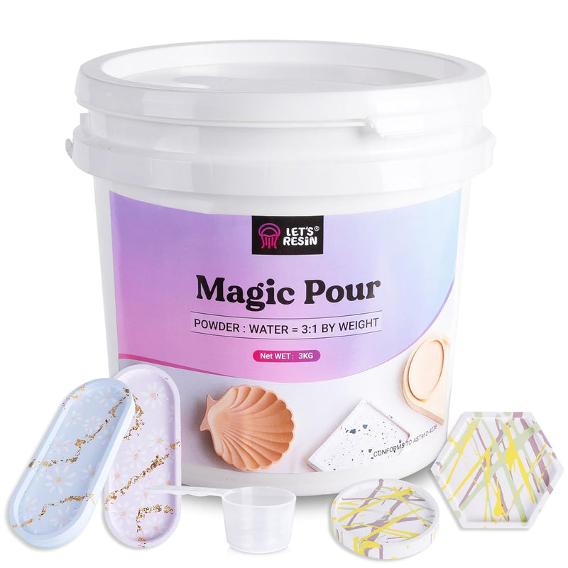 Resin Casting Powders 3000G, Fast Cured Casting Resin Kit For Beginners,20~30 Minutes De-Mold, Water Activated Plaster Powder Kit For Molds, Easy Mixing & Self Leveling