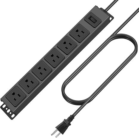 6 Outlet Magnetic Power Strip Heavy Duty Metal Surge Protector with 3 ft Cord