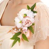 Artificial Flower Shoulder Corsage For Bride Bridesmaids Wedding Party Ceremony Anniversary Prom Suit-Pink+Champagne+White (1Pc)