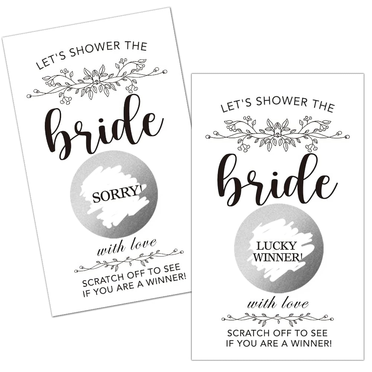 50 Pack Flower Plants Scratch Off Game Cards For Country Wedding, Bridal Lottery Tickets, Wedding Shower Ideas