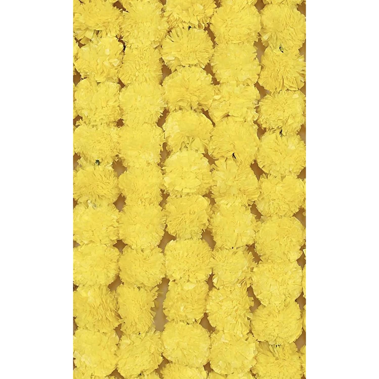 Artificial Marigold Flowers For Decoration Long Marigold Garlands For Toran Indian Genda Phool For Wedding & Festivals With Freebie (Lemon-Mari$)