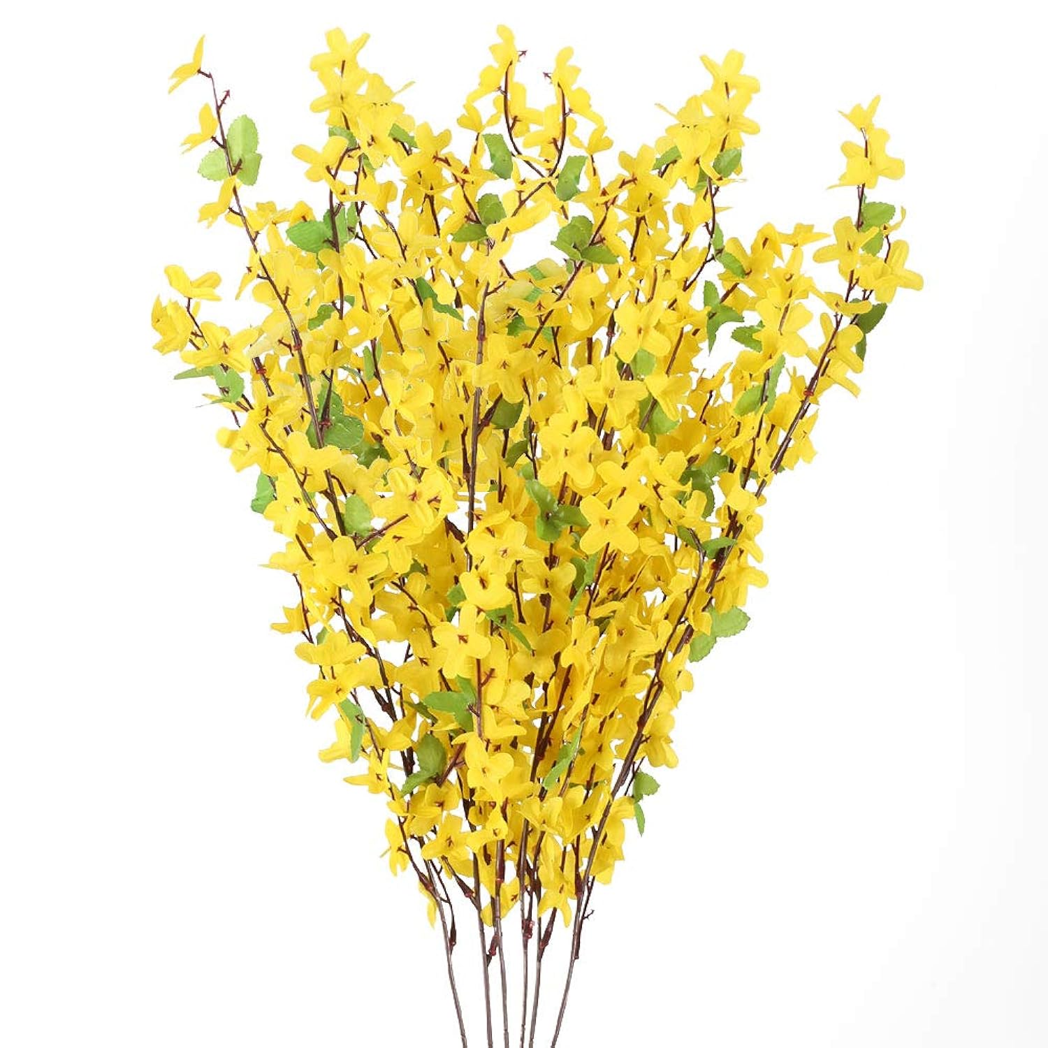 6 Pcs 25.5" Fake Flowers Yellow Flower Silk Artificial Forsythia Branches Long Stem Spring Flowers Artificial For Decoration Indoor Outdoor Wedding Home Bedroom Yard Cemetery