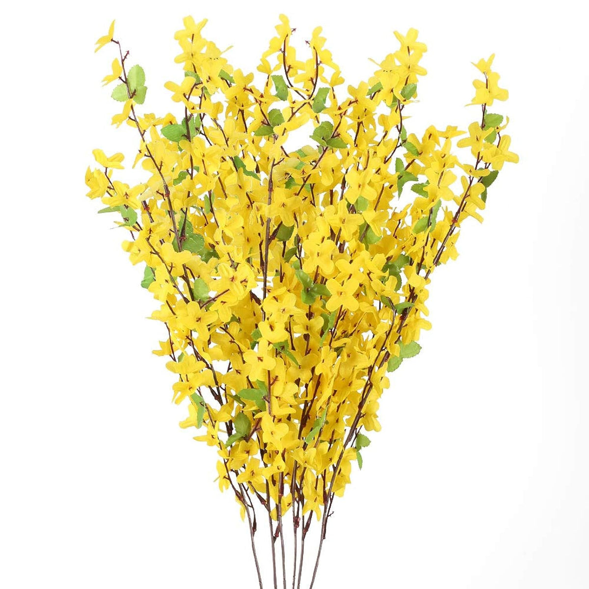 6 Pcs 25.5" Fake Flowers Yellow Flower Silk Artificial Forsythia Branches Long Stem Spring Flowers Artificial For Decoration Indoor Outdoor Wedding Home Bedroom Yard Cemetery