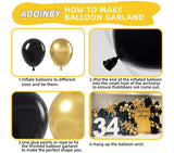 Black and Gold Balloon Arch Kit, 140Pcs Explosion Star Black and Metallic Gold Balloons 22 18 12 10 5 Inch Different Size Balloons for Birthday Anniversary Graduation New Year Decorations