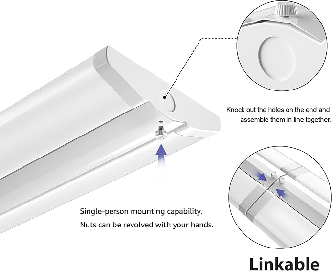 6 Pack Ultra Slim 4FT LED Wraparound Lights 50W 5600LM 5000K Flush Mount Shop Lights for Garage Kitchen
