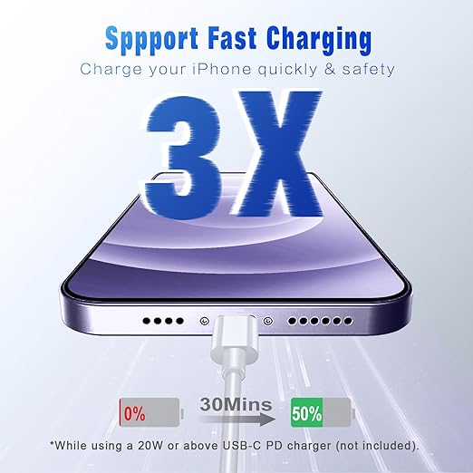 2 Pack 6FT USB C to Lightning Fast Charging Cable MFi Certified for iPhone 14 13 12 11 Pro Max XR XS SE White
