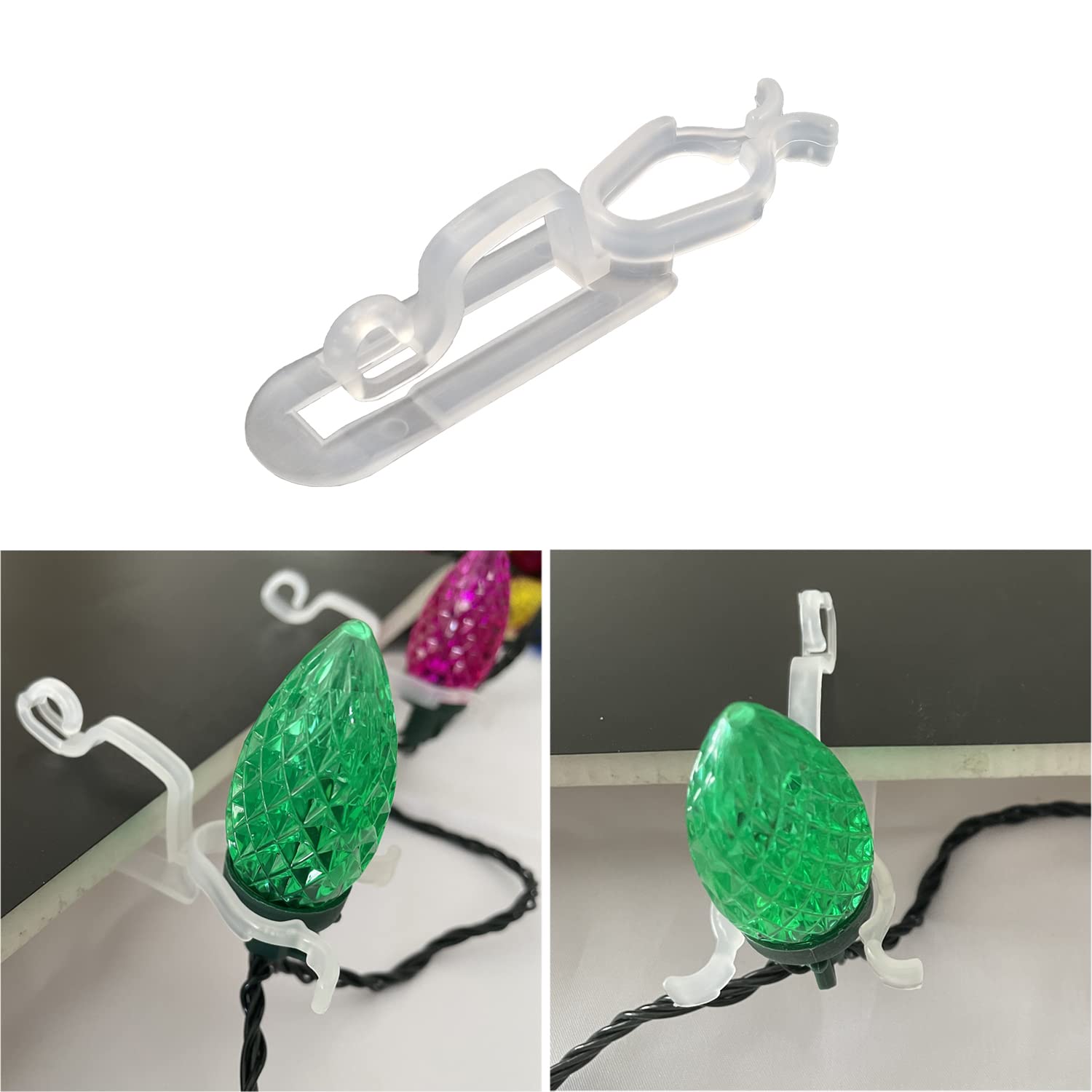 Christmas Light Clips, Holiday Light Hanging Clips, All In One Clip For C7 C9, Gutter Hooks For Outside Outdoor Roof (100 Pack)