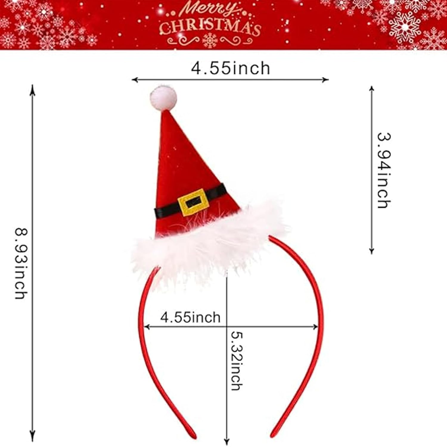 Christmas Hat Headband Red Santa Hat Hair Band Winter Hair Hoop Womens Girls Christmas Party Hair Accessories Photo Props