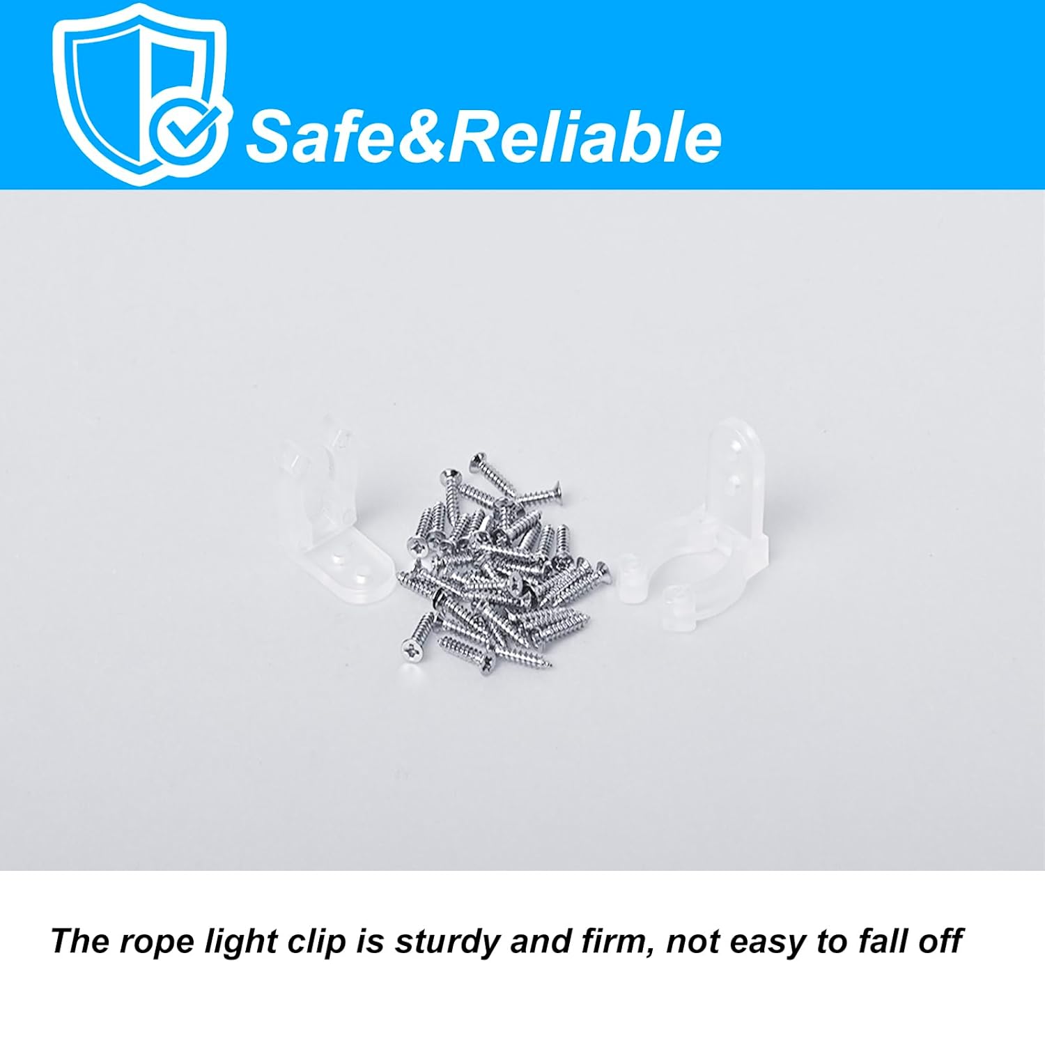 1/2 Inch Led Rope Light Mounting Clips With Screws - High Strength Plastic Light Strip Holders Hangers For Christmas, Weddings, Parties (60, 1/2 Inch)
