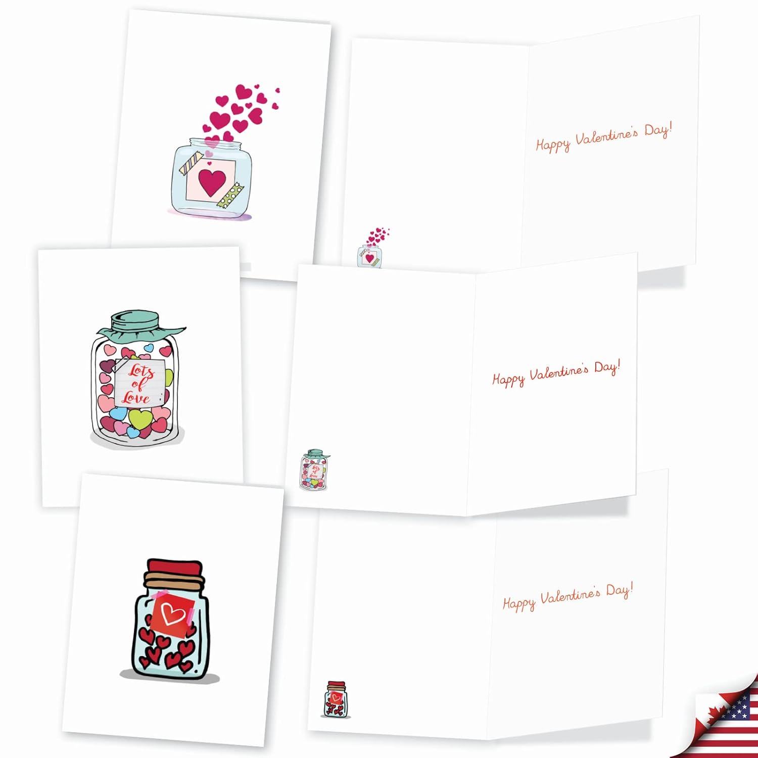 - 20 Assorted Valentine'S Day Cards Bulk (4 X 5.12 Inch) - Boxed Greetings (10 Designs, 2 Each) - Love Jar Am3183Vdg-B2X10