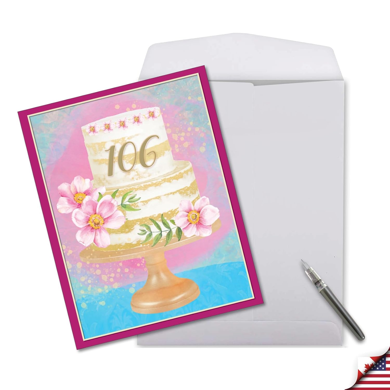 Jumbo 106Th Milestone Birthday Greeting Card From Us 8.5 X 11 Inch With Envelope (1 Pack) Big, Jumbo Number Cake 106 J10106Mbg-Us