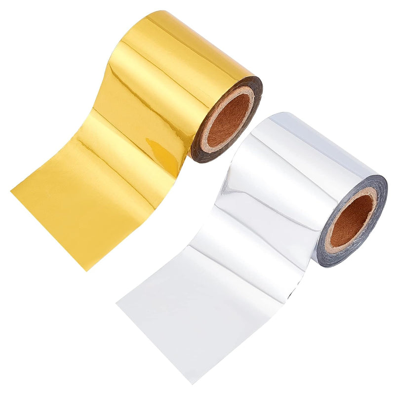 2 Rolls Heat Transfer Foil Paper Golden Silver Hot Foil Transfer Sheets Hot Fo