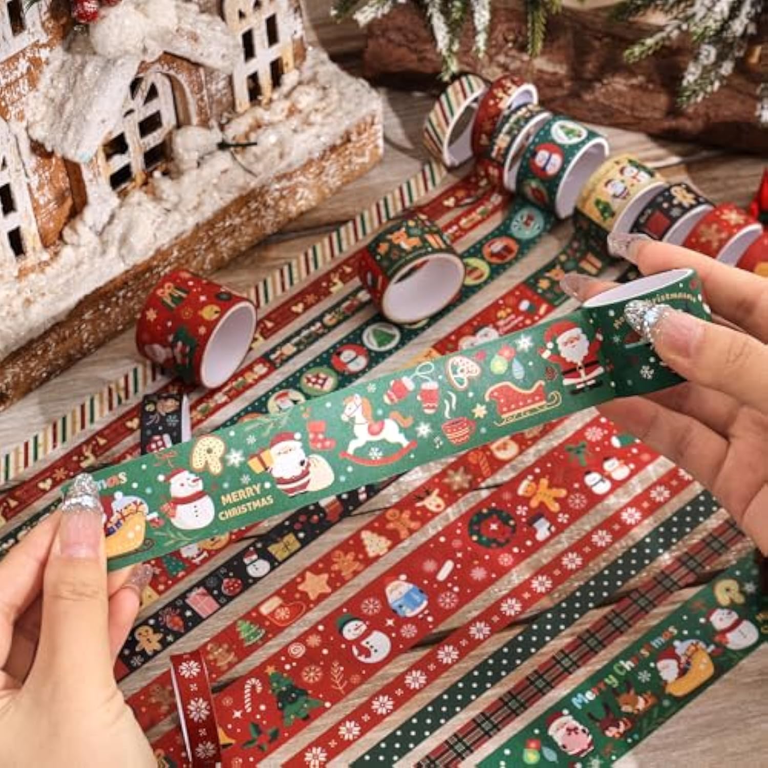 12 Rolls Christmas Theme Washi Tape Set, Writable Decorative Tapes For Scrapbooking, Bible Journaling, Bullet Journaling, 0.6"X79" Per Roll